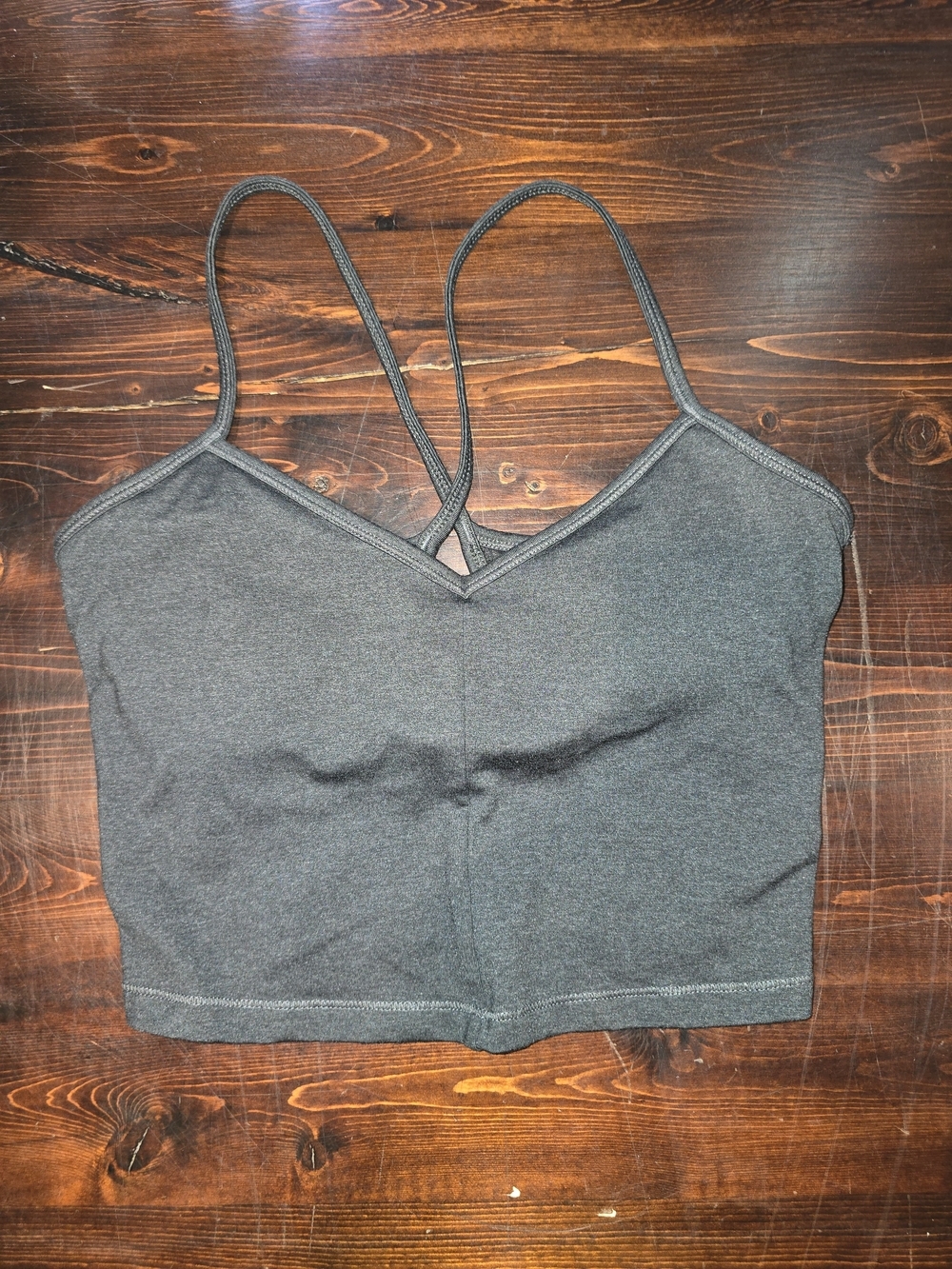 All in Motion Dark Heather Gray Cropped Camisole Sports Bra - Size S